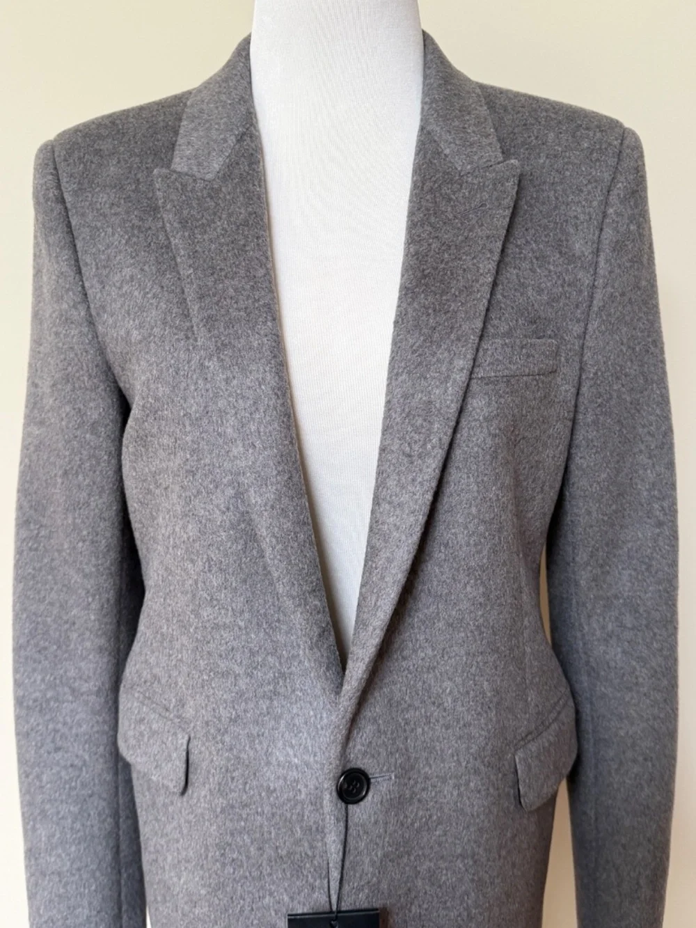 Saint Laurent YSL Gray Cashmere Wool Flannel Silk Lined Blazer Jacket